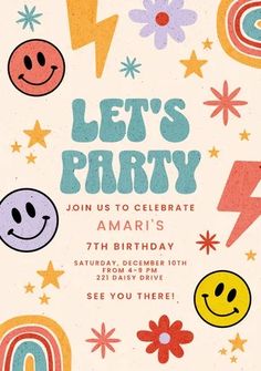 a birthday party with smiley faces and stars