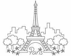 the eiffel tower in paris with trees and flowers on it's side