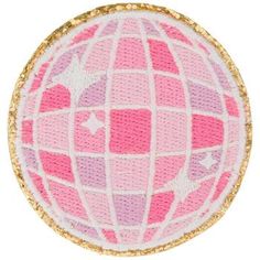 Dimensions: 2.44" x 2.44" Material: Fabric Color: Pink, Purple, White & Gold Pattern: Check Quantity: 1 Give your jacket a retro makeover with this Pink Disco Ball Patch Sticker! This vibrant disco ball patch has pink and purple squares with white embroidered star details. Surrounding the design is an eye-catching gold glittery trim. Apply this patch onto your favorite accessories for a fun pop of color! Disco Ball Pattern, Pink Disco Ball, Pink Disco, Patch Sticker, Bags Sewing, Pink Mirror, Mirror Ball, Patches And Pins, Craft Stickers