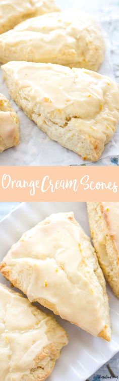 orange cream scones on a white plate