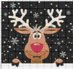 a cross stitch pattern of a reindeer with snowflakes on it's head