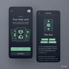 two mobile phone screens displaying the daily tarot card game's sun and moon symbols