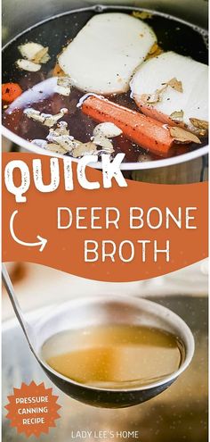 the cover of quick deep bone broth by lady lee's home cookbook