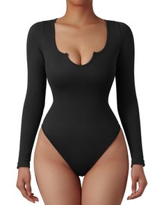 PRICES MAY VARY. Slimming Ribbed Seamless Bodysuit: Long Sleeve, Scoop neckline Women Shapewear Tops: Soft crotch, Bottom rows hook closure design, Adjust convenient Tummy Control Bodysuits: Stretchy contour fabric, Moisture-wicking, Not see through, Waist middle enhanced compression Occasion: This shaping bodysuit is perfect for going out, daily, home, date, shopping and other occasions Size: (Our size chart) XS=US 2, S=US 4, M=US 6, L=US 8, XL=US 10 Women Shapewear, Shaping Bodysuit, Spandex Bodysuit, Seamless Bodysuit, Bodysuit Tops, Shapewear Tops, Closure Design, Long Sleeve Tank Top, Shapewear Bodysuit