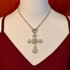 Crystal Cross Pendant Necklace *Brand New. *Chain Length: 16 Inches/41cm *Chain Material:Zinc Alloy. *Cross Pendant Length:75cm *Cross Material: Aluminum Alloy And Crystals. *Style: Gothic, Punk,90’s,Y2k,Coquette, *Color:Silver. *Occasion: Casual, Special Occasion, Gifting, Going Out, Party, Graduation, Etc. #Big Cross #Crystaljewelry #Rosarynecklace #Crossnecklace #Grungenecklace Tags: Gothic Cross Necklace Handmade Jewelry Handmade Necklace Crystal Jewelry Crystal Necklace Cottage Core Earthco Gothic Cross Jewelry, Coquette Rosary, Big Cross Necklace, Y2k Necklaces, Gothic Cross Necklace, 2000s Jewelry, Grunge Necklace, Big Cross, Aesthetic Hairstyles