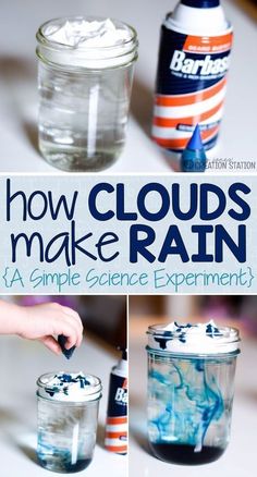 how to make clouds in a glass jar with water and other things on the table