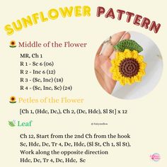 Crochet sunflower pattern Sunflower Pattern Crochet, Sunflower Turtle Crochet Pattern Free, Easy Diy Crochet Projects, How To Crochet A Sunflower, Crochet Flower Keychain Pattern Free, Crochet Sunflower Cow, Crochet Sunflower Pattern Free, Crochet Sun Flower, Quick Crochet Ideas