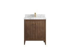 a bathroom vanity with a marble top and wooden legs, in walnut wood finish by american bath factory