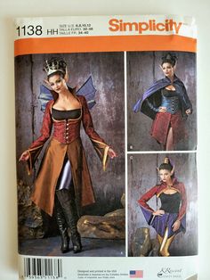 an image of a woman in costume on the cover of a sewing pattern for missestitchy