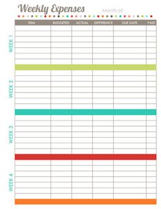 the printable weekly planner is shown in orange, blue and green colors with text that reads