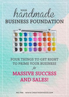 an advertisement for the handmade business foundation, featuring watercolors and pastels