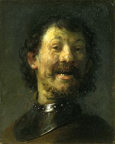 a close up of a painting of a man with a moustache