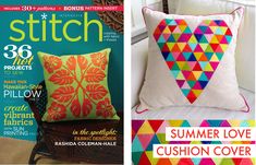 the cover of stitch magazine with two pillows