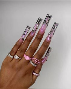 Baddie Acrylic Nails Designs, Girly Acrylic, Girl Nails, Cap Decoration, Nail Bed, Her Nails