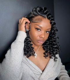 Wand Curled Deep Wave Hair, Deep Wave Wig With Wand Curls, Short Wand Curls, Bob Deep Wave Wig, Short Deep Wave Frontal Wig Hairstyles, Short Deep Wave Wig Styles, Wand Curls Short Hair, Deep Wave Wig Short, Wand Curls On Deep Wave Hair