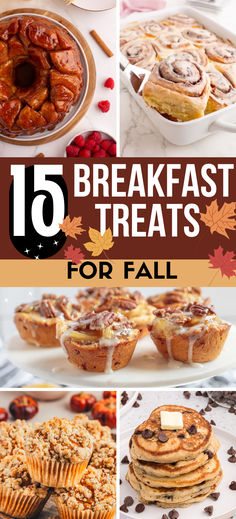 Fall breakfast photo collage with text overlay. Thanksgiving Breakfast Muffins, Fall Themed Breakfast, Fall Breakfast Treats, Breakfast Baked Goods Recipes, Breakfast Ideas For One Person, Cold Breakfast Ideas, Autumn Food Recipes, Thanksgiving Breakfast Brunch, Bed And Breakfast Recipes