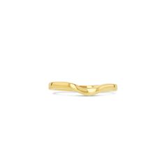 An 18-karat solid gold wave-shaped band. Modern 14k Gold Wavy Jewelry, Yellow Gold Wavy Jewelry With Polished Finish, Modern Gold Rings With Curved Design, Modern Wavy 14k Gold Jewelry, Modern Gold Curved Rings, Modern Curved Gold Rings, Elegant Yellow Gold Wavy Rings, Modern Twist Yellow Gold Rings With Polished Finish, Minimalist Yellow Gold Wavy Ring