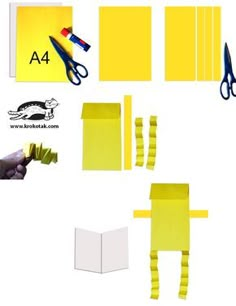 cut out pieces of yellow paper and scissors