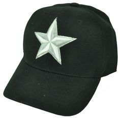 This STAR hat features a 3D high definition (raised) nautical star embroidered on the front panel. Fitted size. Star Hat, Cap Store, Black Solid Color, Nautical Star, Nautical Pattern, Green Cap, 3d Star, Star Black, Vintage Cap