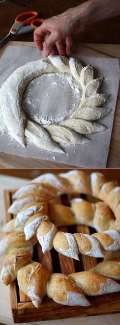 the bread is ready to be baked in the oven and then cut into smaller pieces