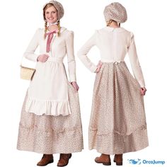 Orcajump - Last century farm life clothes cow maid farm maid clothes - Final Sale Farm Costumes, Maid Clothes, Pioneer Costume, Pioneer Clothing, Dress With Hat, Farm Dress, Halloween Party Outfits, Floral Apron, Costume Women