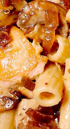 closeup of pasta with meat, cheese and sauce