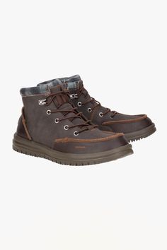 Designed to fit your lifestyle, these HEYDUDE Men’s Bradley Classic Boots in Brown. These boots feature an easy-on system and premium leather uppers that include a lightweight, flexible outsole. To top it off with the lace up construction and neutral color, there is no way you can go wrong with these boots! Features: HEYDUDE Shoes Style: 42067-255 Color: Brown Men’s boots Stretch Lace up construction Premium leather uppers Collar lining Easy-on lace system Slip on design Lightweight, flexible outsole Flex & Fold Technology with removable memory foam insole If you usually wear half sizes, HEYDUDE suggests choosing the next size down for best fit in this style Wondering about the size conversion between women's, men's & youth shoes? Check out this HEYDUDE Shoes Size Conversion Chart. Need to Heydude Shoes, Animal Shoes, Men’s Boots, Youth Shoes, Sneaker Slippers, Shoe Boot Sandals, Conversion Chart, Classic Boots, Shoe Gifts