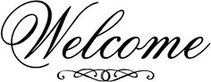 the word welcome written in cursive writing on a white background with an ornate border