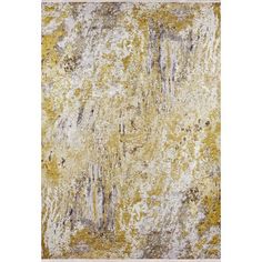 an abstract rug with yellow and grey colors