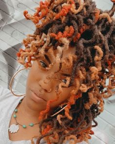 Tri Color Locs, Dreadlock Color Ideas, Loc Dye, Loc Dye Ideas, Orange Locs, Locs Color, Loc Colors, Dyed Dreads, Colored Dreads