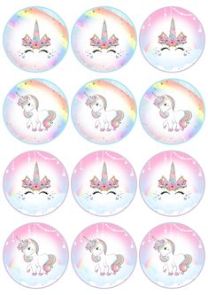 unicorn stickers with different designs on them