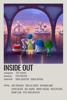 an advertisement for the movie inside out with people standing in front of them and talking to each other