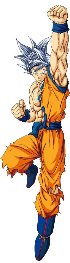 an image of a dragon ball fighter doing a kick with his arms stretched out and one hand in the air