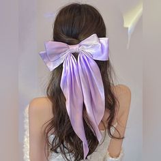 1pc Fashionable And Versatile Satin Oversized Bowknot Hair Clip For Women, High-Grade And Elegant Hair Accessory Suitable For Daily Wear And Clothing Matching Cute Purple Hairclips, Purple Hair Bow, Purple Hair Bows, Elegant Hair, Purple Bows, Hair Stuff, Blue Bow, Elegant Hairstyles, Purple Hair