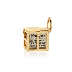 New York Newspaper Charm, Solid Gold Sentimental Gifts For Sisters, Mini Newspaper, Nyt Crossword, New York Newspaper, Shaker Charm, Manhattan Cocktail, Solid Gold Charms, Vermouth