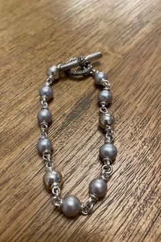 Michael Dawkins 925 Sterling Silver Grey Pearl & Silver Bead Bracelet 8" Wedding Mother Birthday Gift Her Christmas Collectible Designer Jewelry Mother Birthday, Christmas Collectibles, Silver Bead Bracelet, Mother Birthday Gifts, Special Jewelry, Silver Bead, Pearl Grey, Silver Pearls, Designer Jewelry