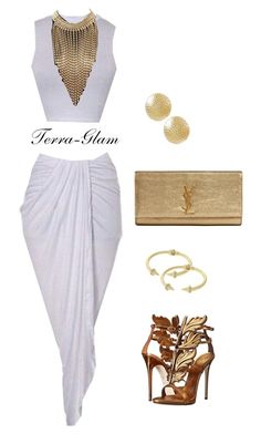 Heavenly by terra-glam on Polyvore featuring Giuseppe Zanotti and Yves Saint Laurent Coordinating Outfits, Pool Day, White Party, Looks Chic, Gold Accessories, Whiteboard, Fashion Sense, Giuseppe Zanotti, Passion For Fashion