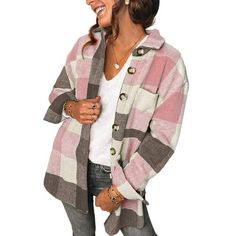 Fantaslook Flannel Shirts for Women Plaid Shacket Jacket Long Sleeve Button Down Boyfriend Shirt Coats This plaid jackets for women use breathable and comfortable polyester, more friendly skin and comfy to wear in spring, fall and winter. Plaid flannel shirts for women features button down shacket , chest with pockets, lapel long sleeve, stylish and chic. You will never out of style for this plaid shacket coats , a daily trendy must-have for your wardrobe. The classic plaid shirt gives the impre Plaid Coat Women, Plaid Shirt Women, Casual Outwear, Plaid Shacket, Winter Plaid, Plaid Shirts, Flannel Shirts, Winter Vest, Plaid Coat