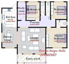 the floor plan for an apartment with three bedroom and two bathroom areas in each room