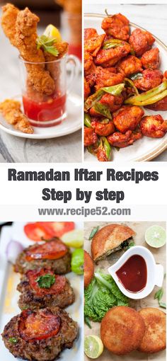 some food that is on a plate and in the middle with words reading ramadan iftar recipes step by step