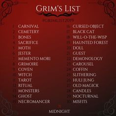 the grims list is shown in red and black