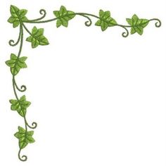 a green vine border with leaves and swirls on the edges is shown in this embroidery design