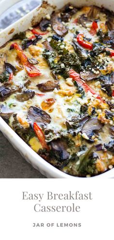 Breakfast casserole in a casserole dish.