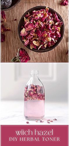 Embark on your DIY beauty journey with our homemade witch hazel toner. Made with dried rose petals, this herbal toner is a natural, cost-effective solution to commercial skin care products. Uncover the benefits of witch hazel for your skin, and learn how to infuse it with the rejuvenating properties of rose petals. This is homemade skin care designed for those seeking to nourish their skin naturally. Benefits Of Witch Hazel, Homemade Toner, Witch Hazel Toner, Salve Recipes