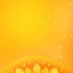 an orange and yellow background with flowers in the center, stars on the bottom right corner