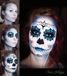 - Sugar skull / Day of the Dead Makeup Tania... Sugar Skull Makeup Tutorial, Sugar Skull Face Paint, Makeup Painting, Makeup Paint