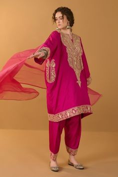 Tilla Designs Kashmiri, Kashmiri Suits Design, Pakistani Kaftan, Kashmiri Dress, Kashmir Beauty, Fusion Dress, Trending Summer Nails, Velvet Suit Design, Indian Dress Up