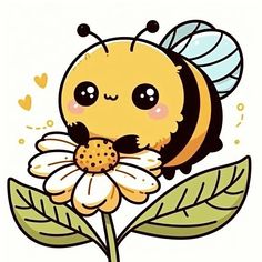 a cute little bee sitting on top of a flower