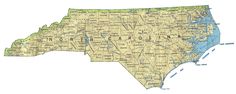 a large map of the state of north carolina with all roads and major cities on it