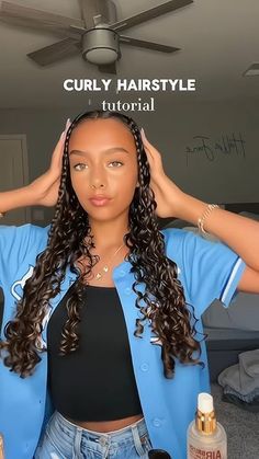 Hallie Ganga, Curly Hairstyle Tutorial, Curly Hair Tutorial, Hairstyle Tutorial, Curly Hairstyle, Protective Styles, Hair Tutorial, Curly Hair